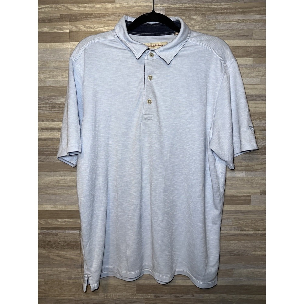 Tommy Bahama Polo Shirt Mens Medium Blue Marlin Logo Casual Beach Lounge Camp #L